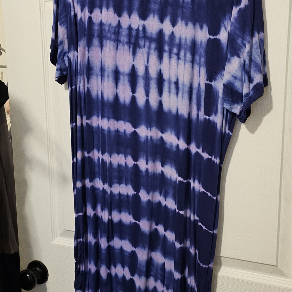 Womens Blue Tie-Dye Dress